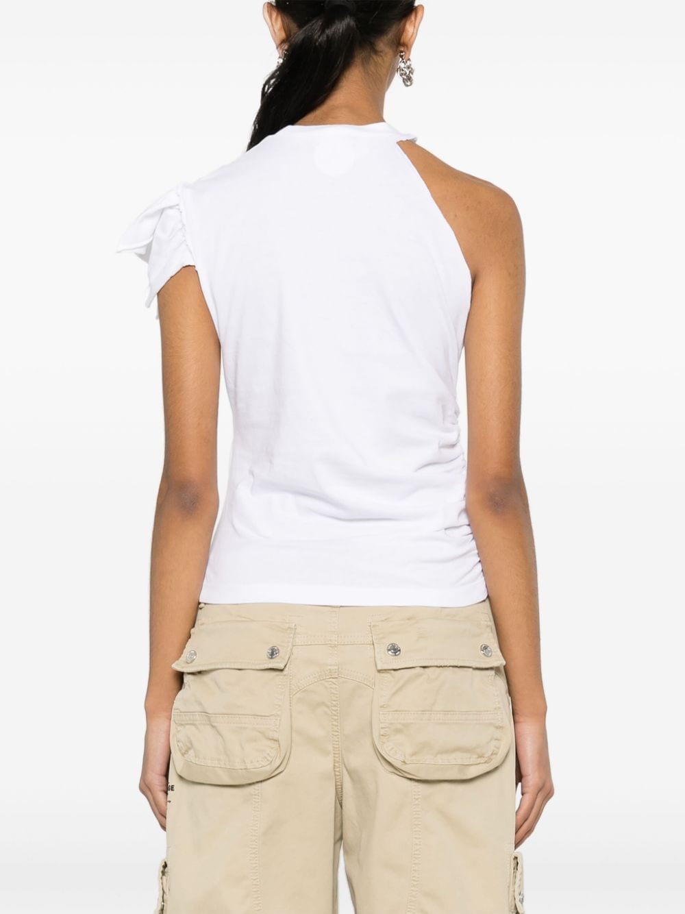 Shop Dsquared2 Logo-print One-shoulder T-shirt In White