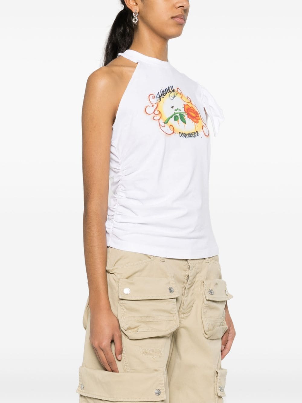 Shop Dsquared2 Logo-print One-shoulder T-shirt In White