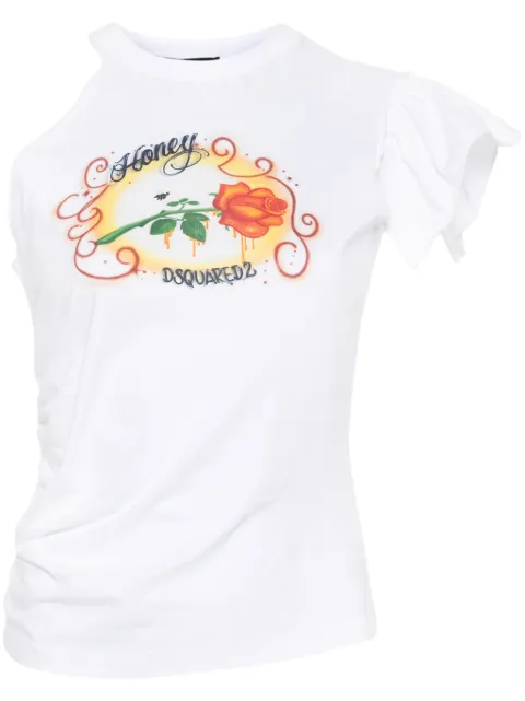 DSQUARED2 logo-print one-shoulder T-shirt Women