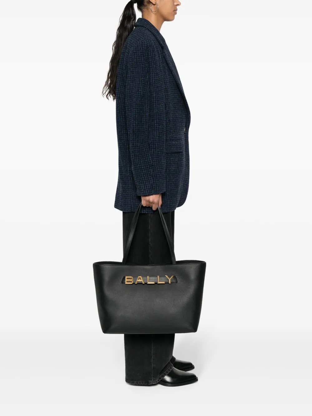 Shop Bally Logo-lettering Leather Bag In Black