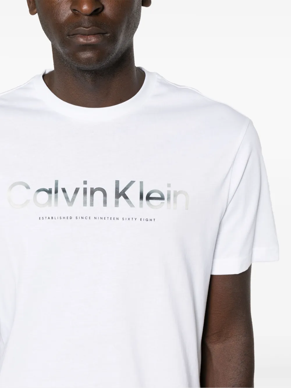 Shop Calvin Klein Logo-print Cotton T-shirt In White