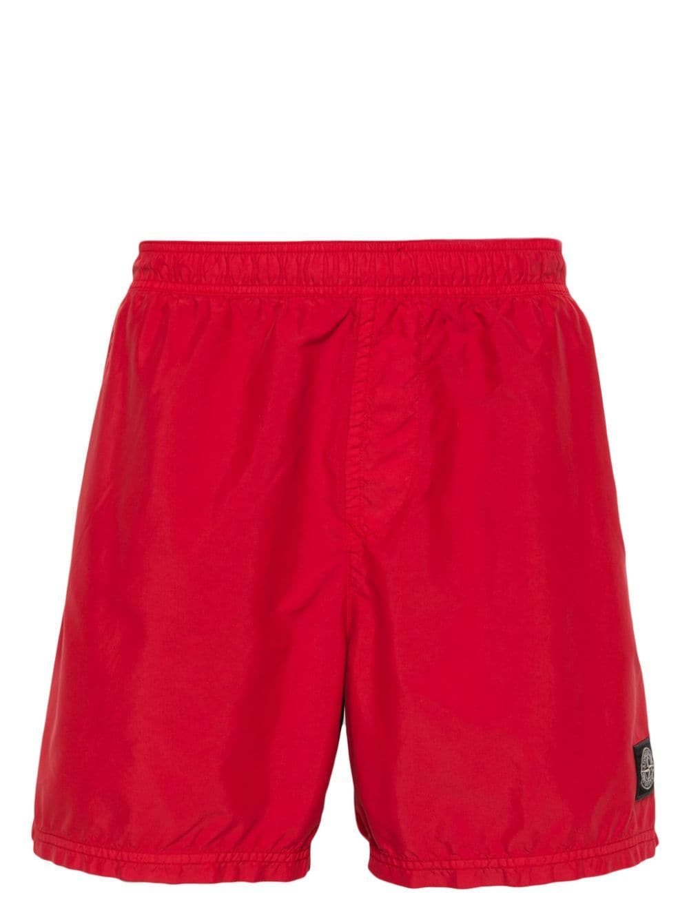 Stone Island Compass-appliqué Swim Shorts In Red