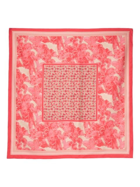Kiton geometric floral-print silk scarf