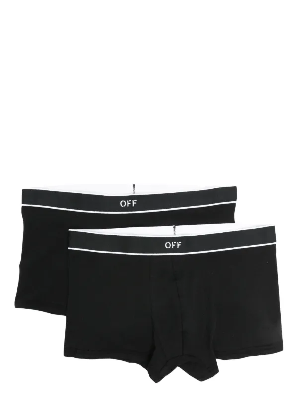 Off White logo waistband Cotton Briefs pack Of two Black FARFETCH AO