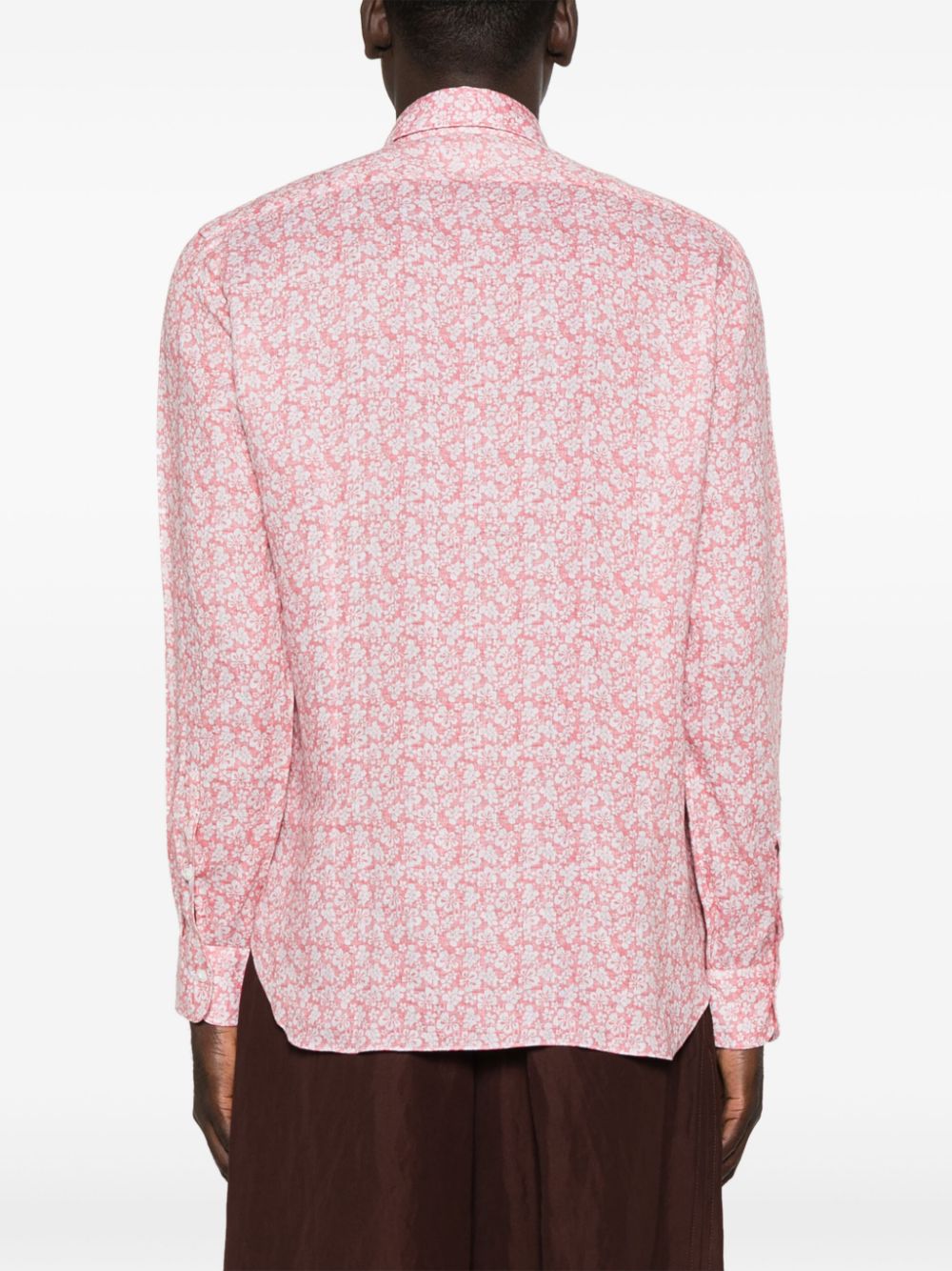 Shop Barba Floral-print Linen Shirt In Pink