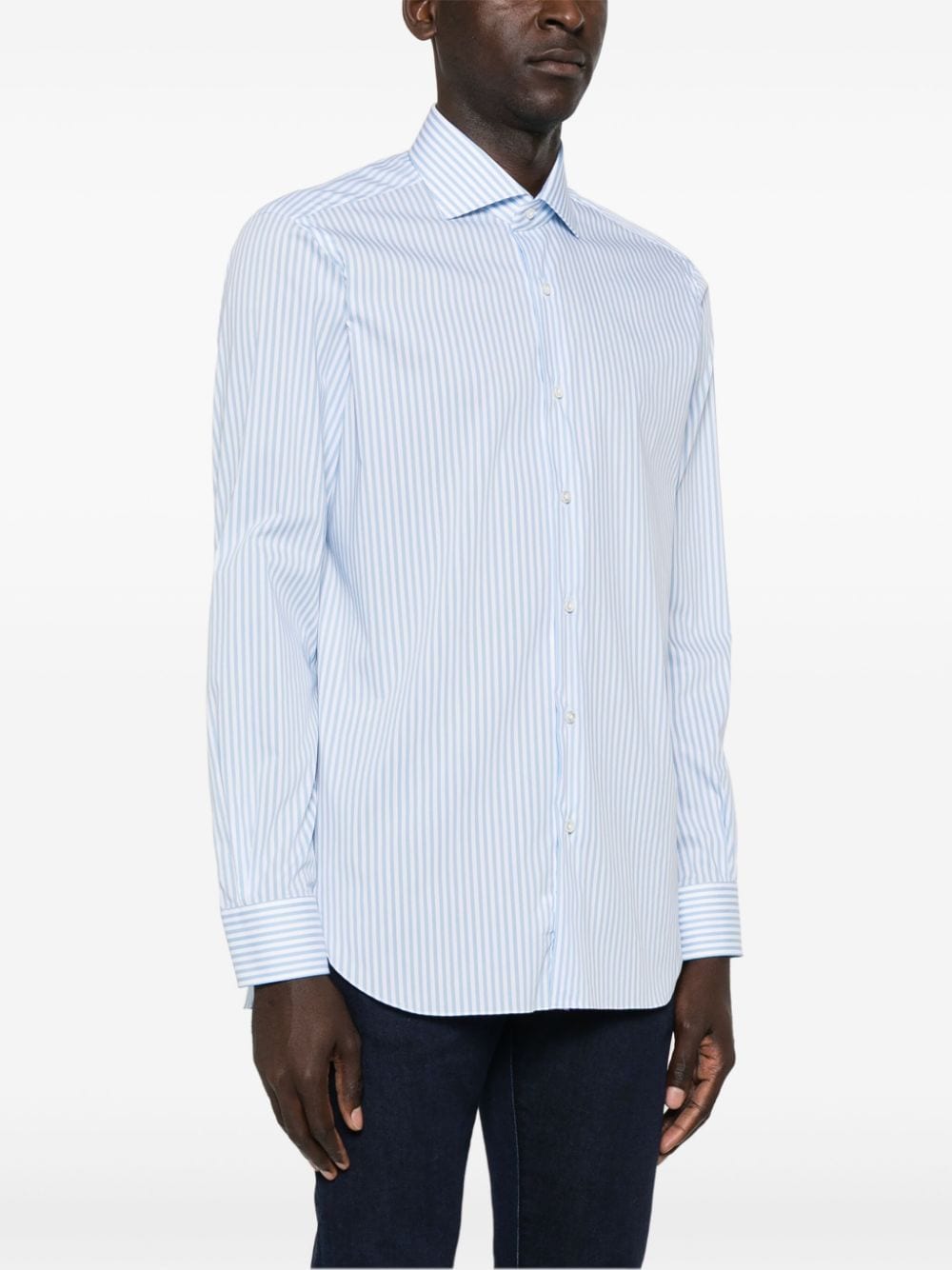 Shop Barba Striped Long-sleeves Shirt In Blue