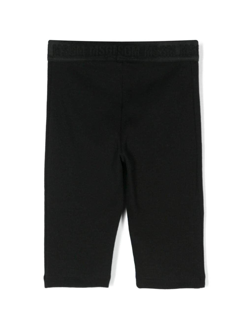 MSGM Kids logo-waistband cotton shorts - Black