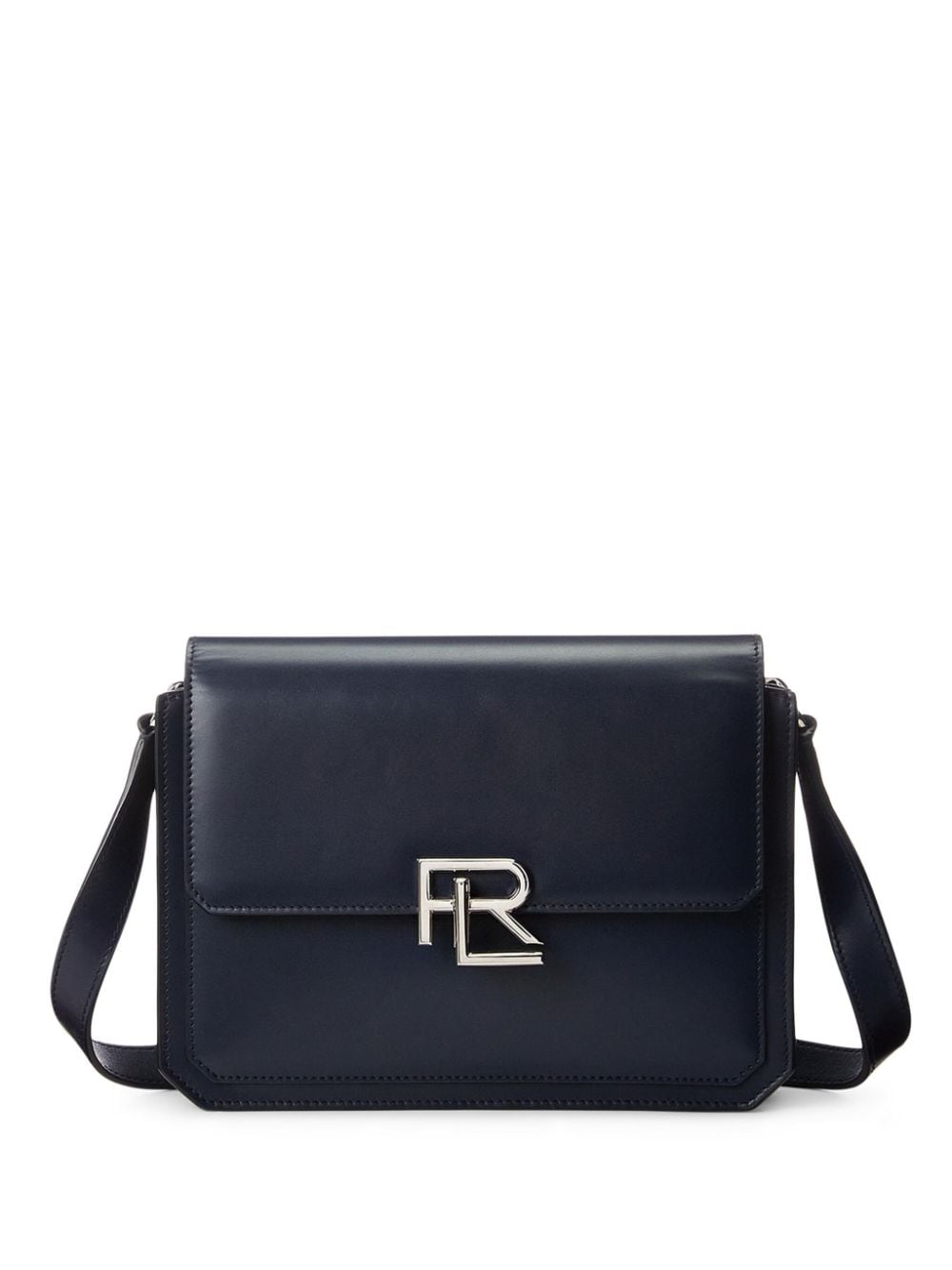 Ralph Lauren Logo-plaque Leather Shoulder Bag In Blue