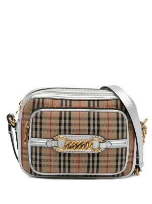 The 1983 check link hot sale bag with leather trim