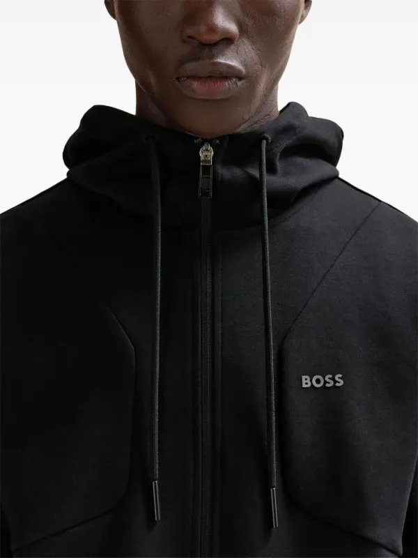 パーカー・フーディ Boss Felpa Con Logo BOSS logo-print Cotton Hoodie | Black | FARFETCH