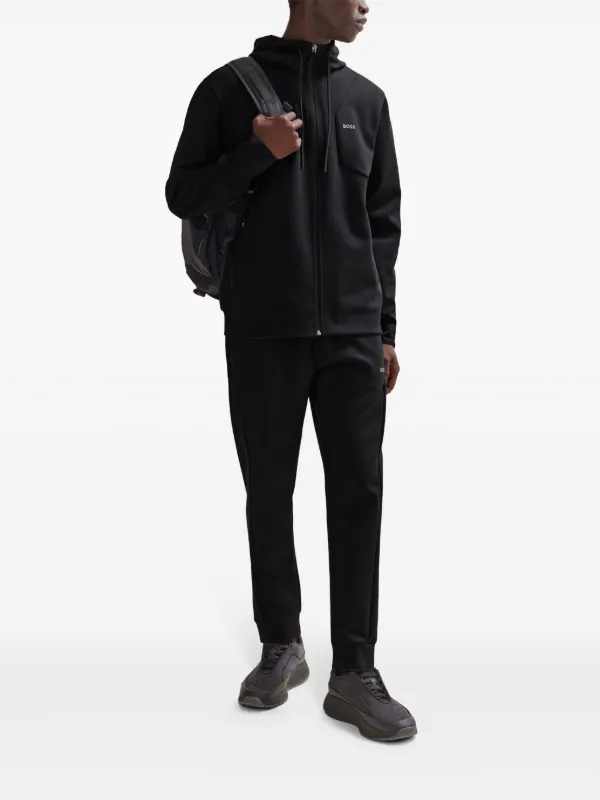 BOSS logo-print cotton-blend Hoodie | Black | FARFETCH GE