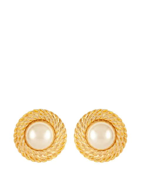 Susan Caplan Vintage 1990s braided-detail clip-on earrings