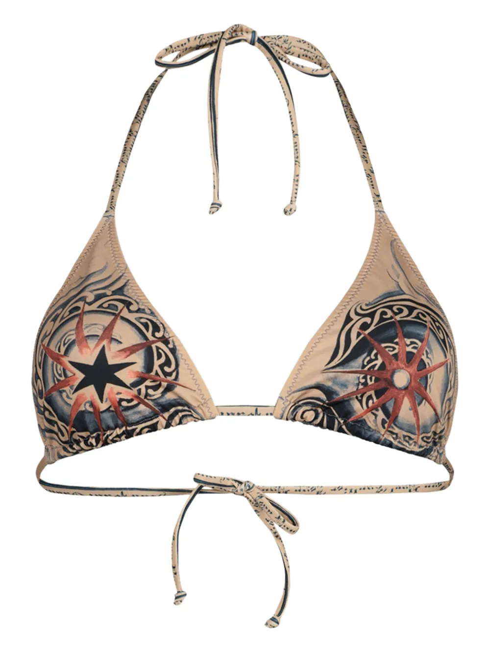 Jean Paul Gaultier printed bikini top Beige