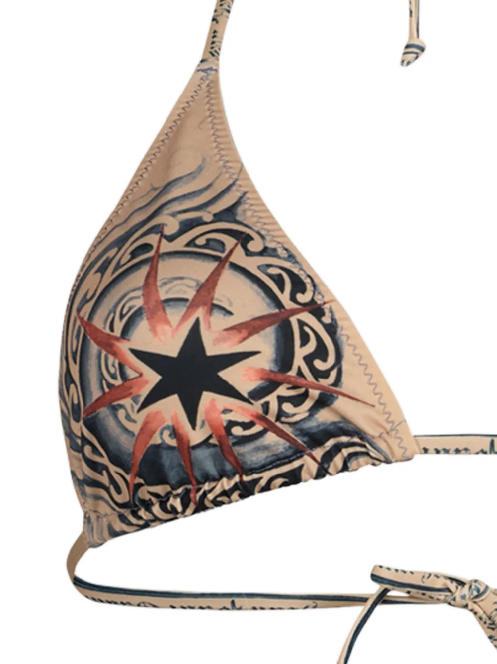 Jean Paul Gaultier printed bikini top Beige