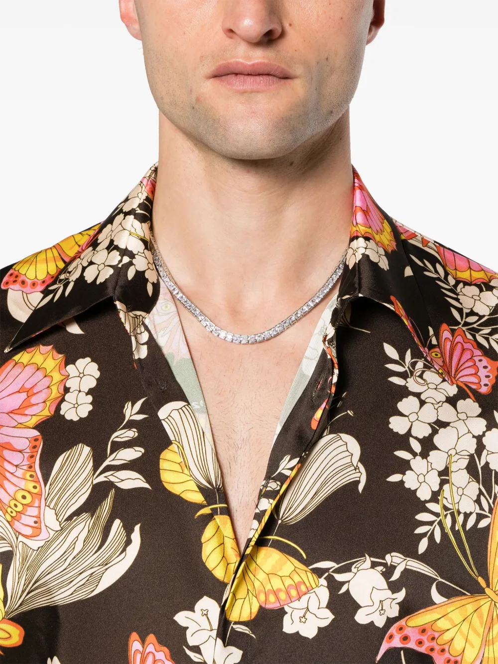 DSQUARED2 Satijnen overhemd met vlinderprint Bruin