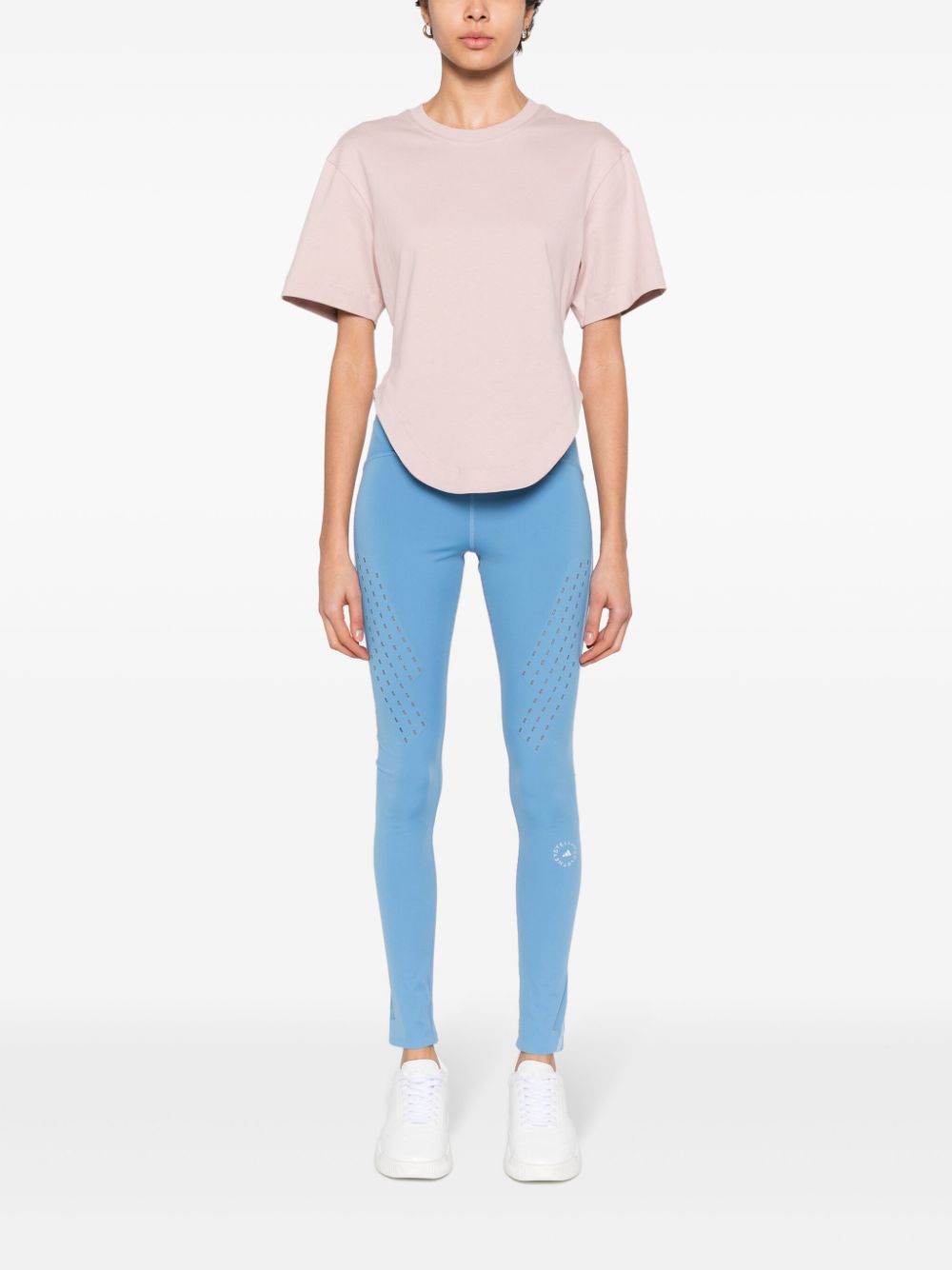 Shop Adidas By Stella Mccartney Curved-hem Organic Cotton T-shirt In Pink