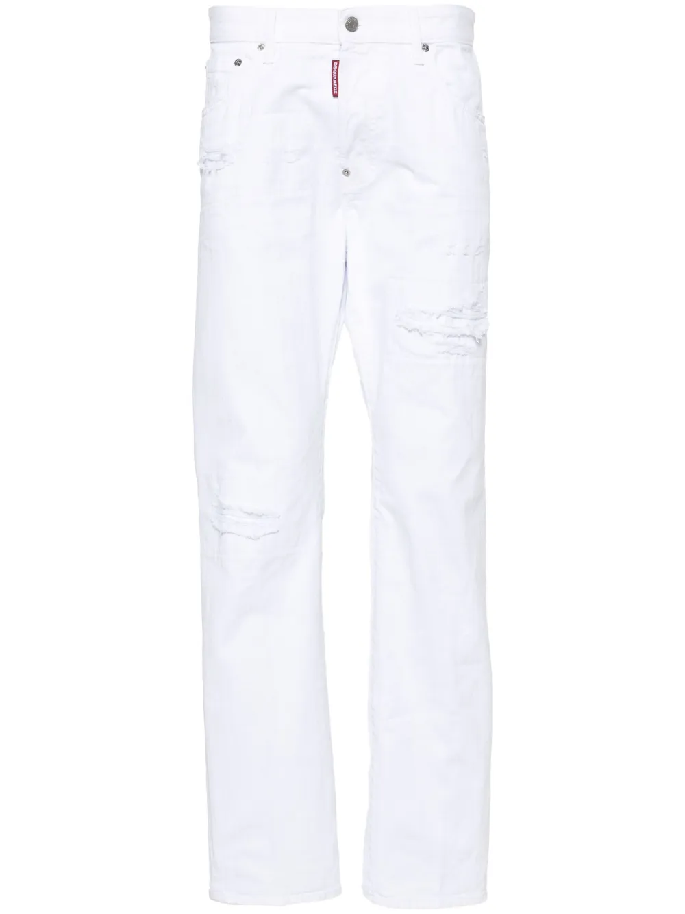 Shop Dsquared2 642 Cotton Straight Jeans In White