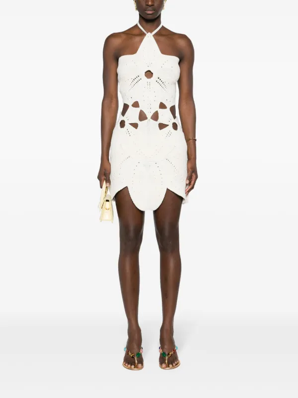 Cult Gaia Floreana Panelled Knit Dress | White | FARFETCH