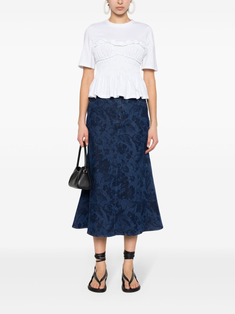 Image 2 of ERDEM floral-print denim skirt