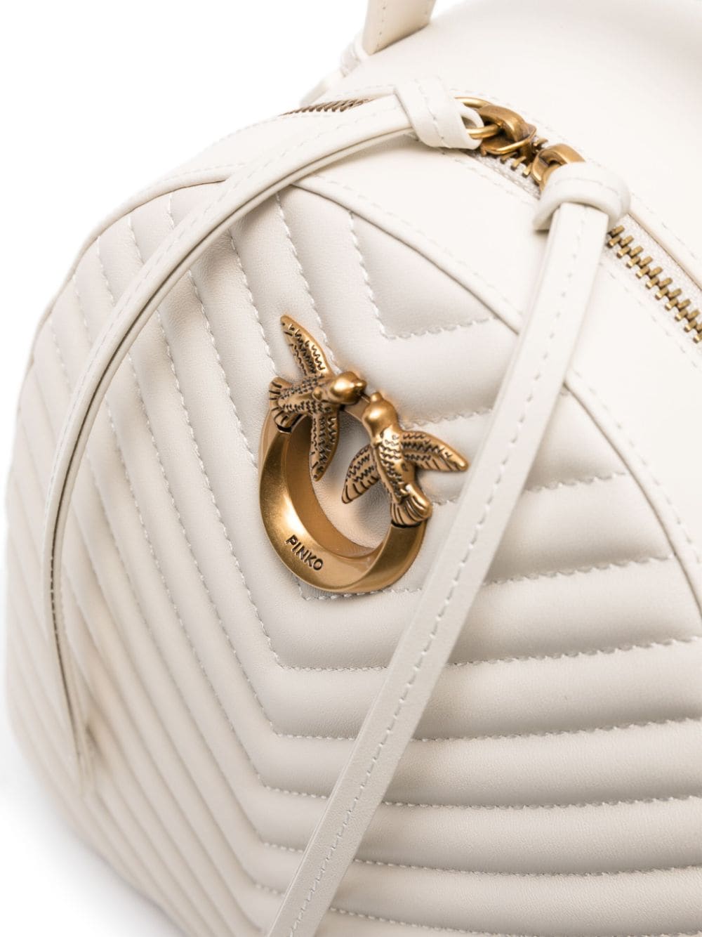 Shop Pinko Love Click Quilted Leather Backpack In White