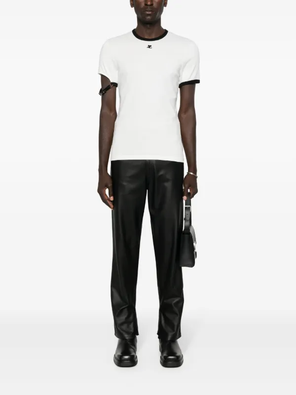 Courrèges buckle-detail logo-patch T-shirt | White | FARFETCH IN 