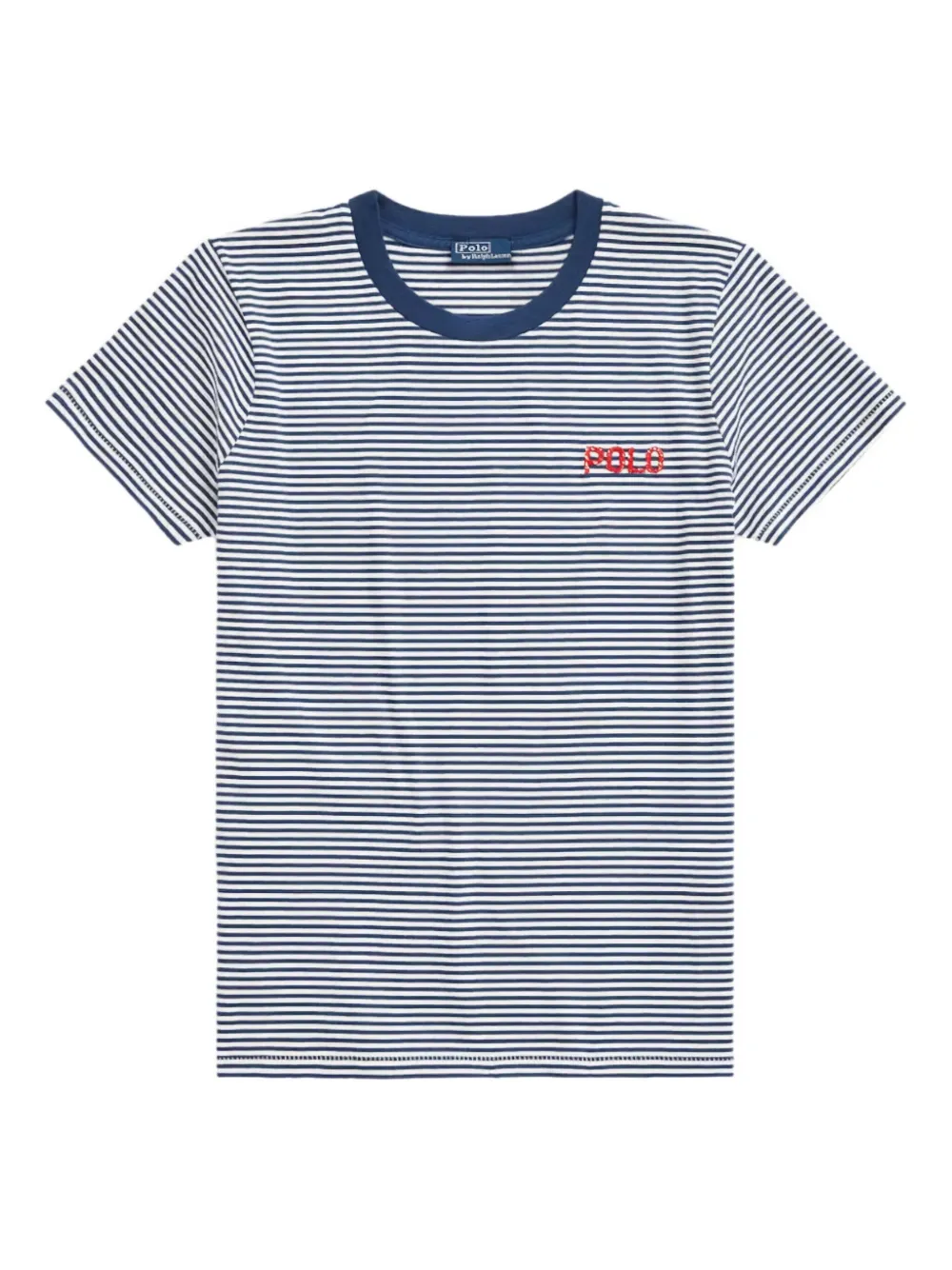 Polo Ralph Lauren Striped Logo-embroidered T-shirt In Blue