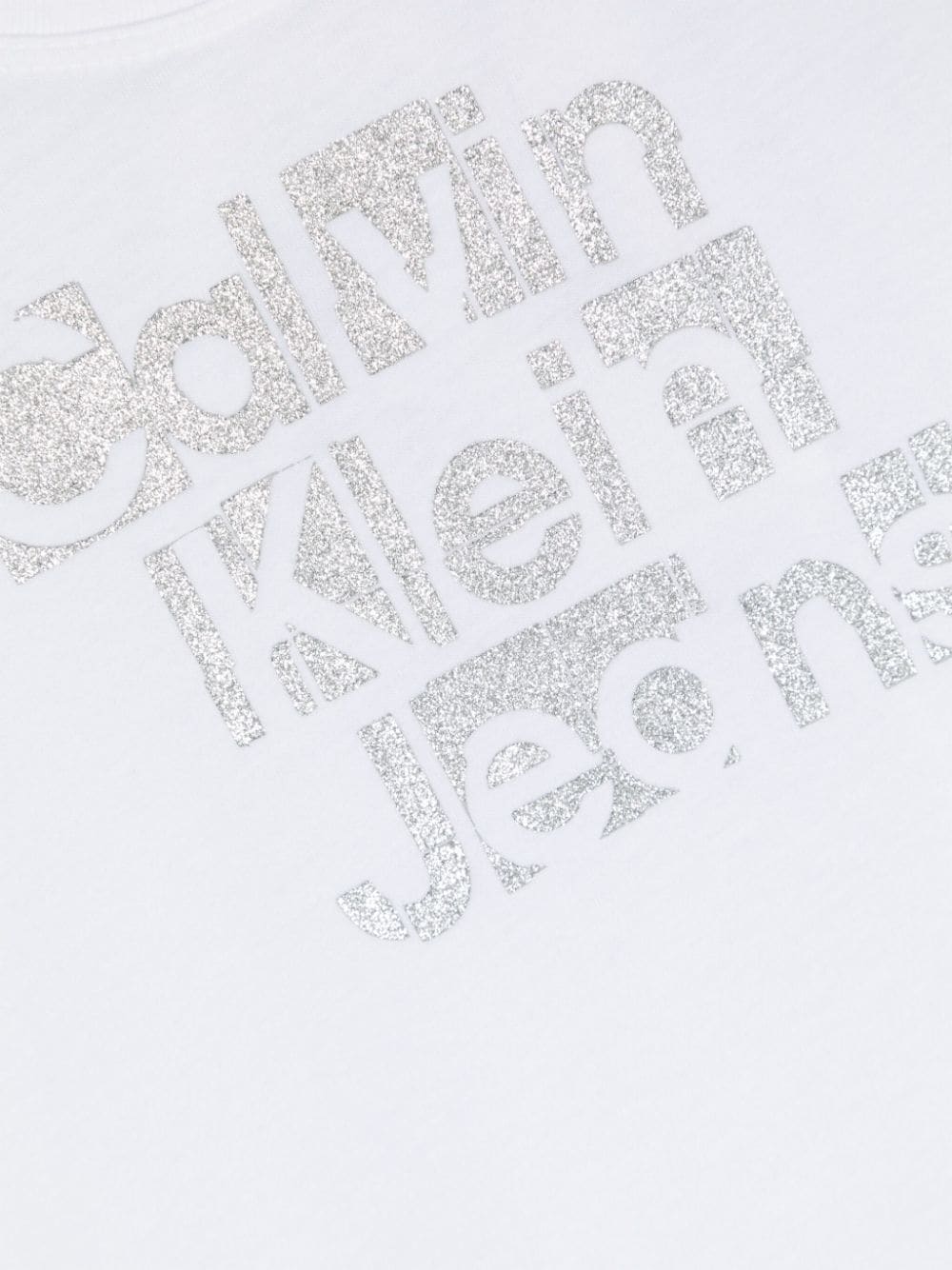 Shop Calvin Klein Glitter-logo T-shirt In White
