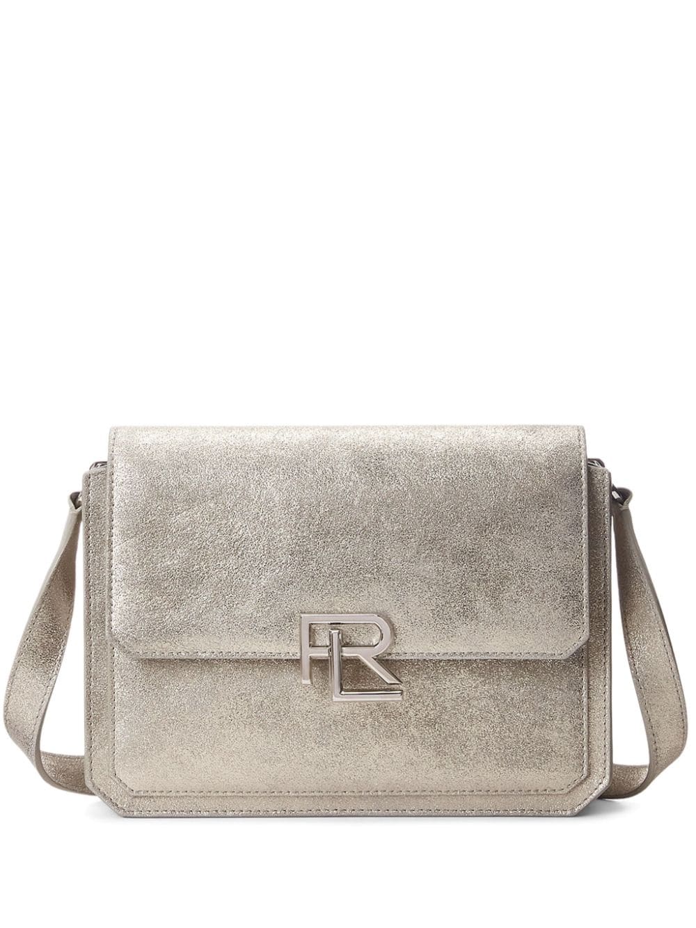 Ralph Lauren Logo-plaque Leather Shoulder Bag In Silver