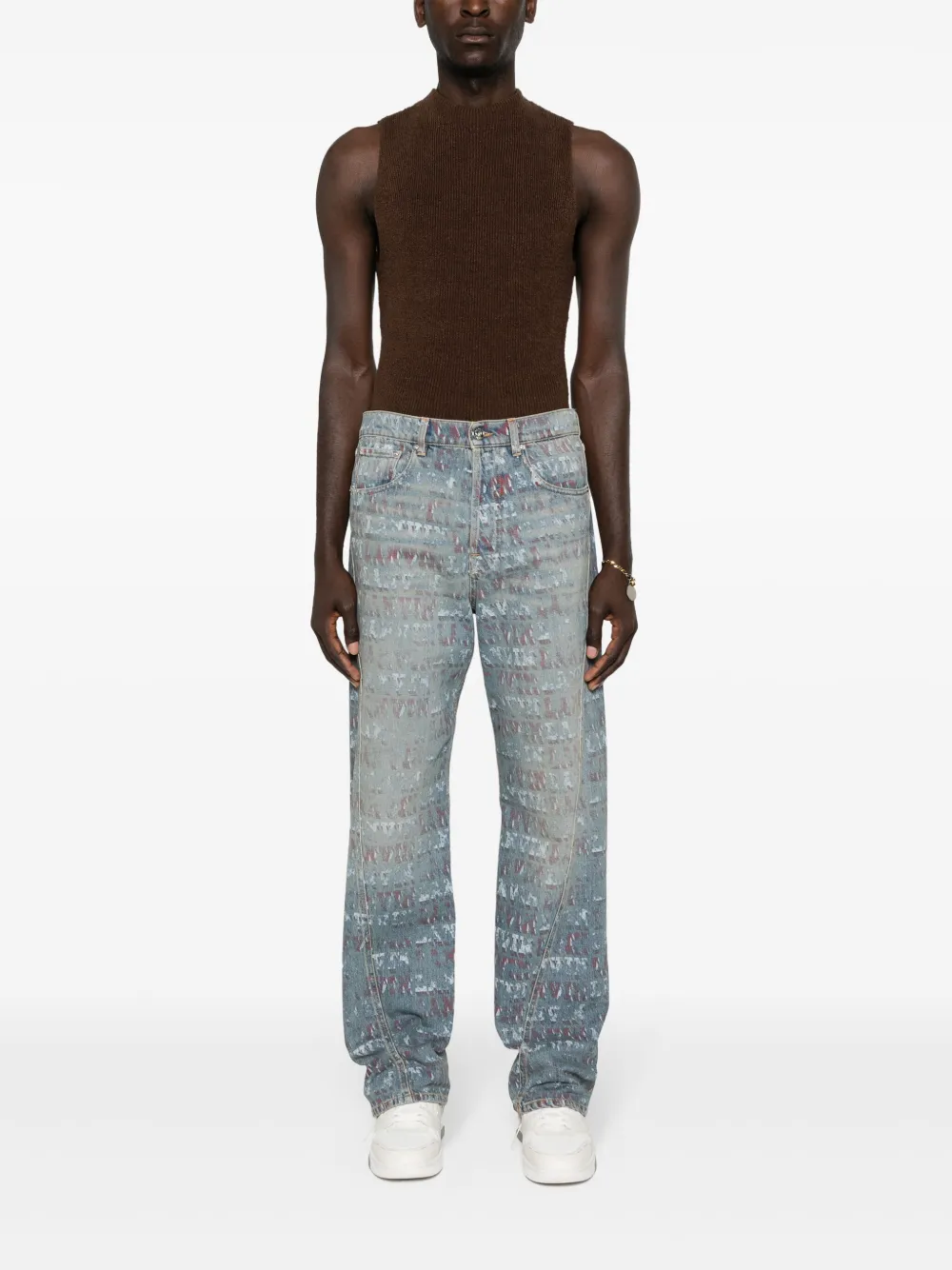 Shop Lanvin X Future Logo-print Jeans In Blue