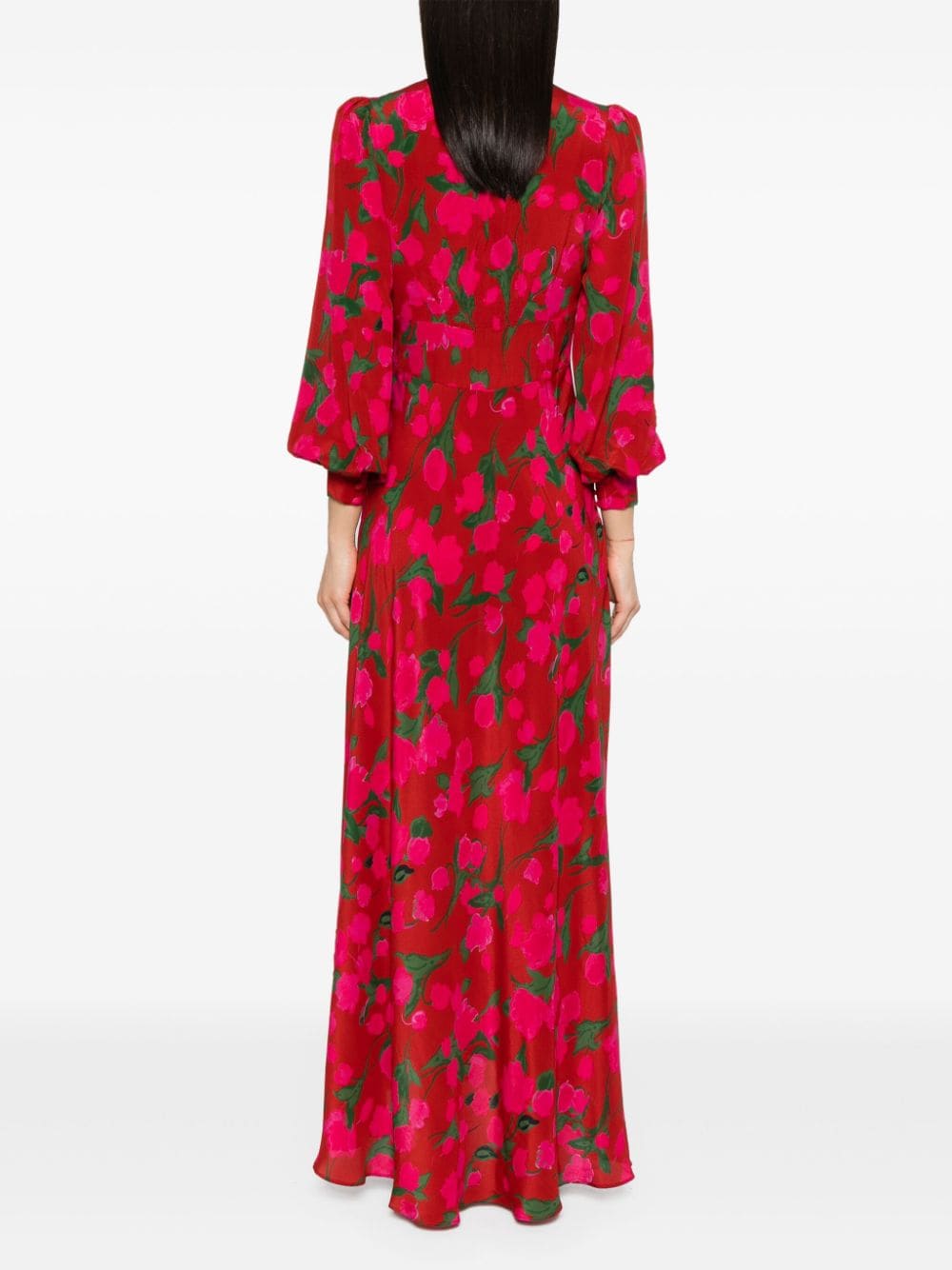 Shop Rixo London Emory Floral-print Maxi Dress In Red