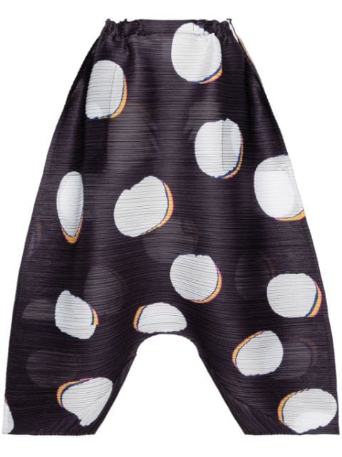 Pleats Please Issey Miyake Bean Dots drop-crotch trousers