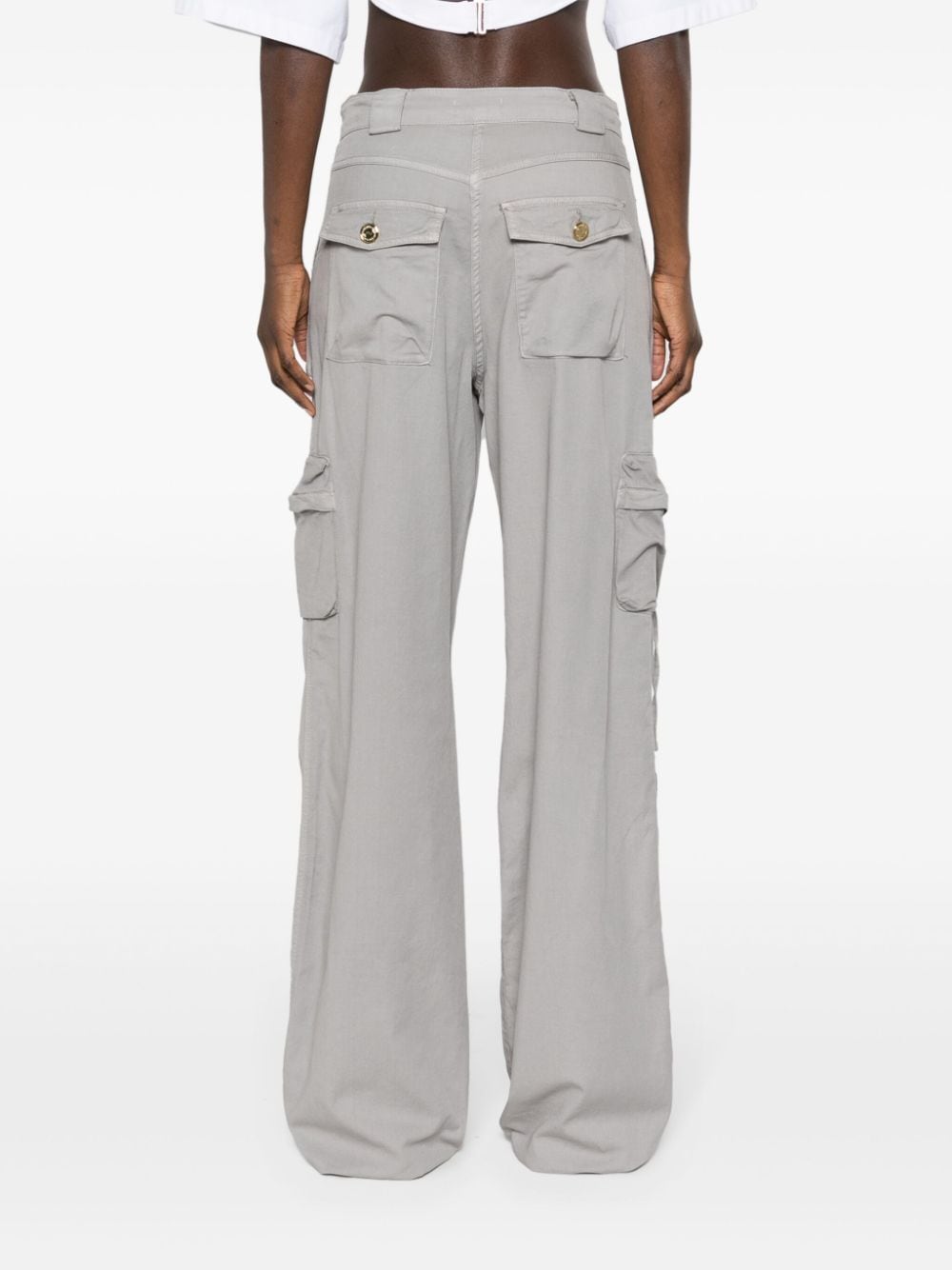Shop Elisabetta Franchi Wide-leg Cargo Jeans In Grey