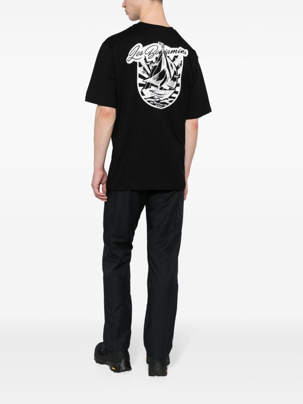 Shop Les Benjamins Logo-print Cotton T-shirt In Black