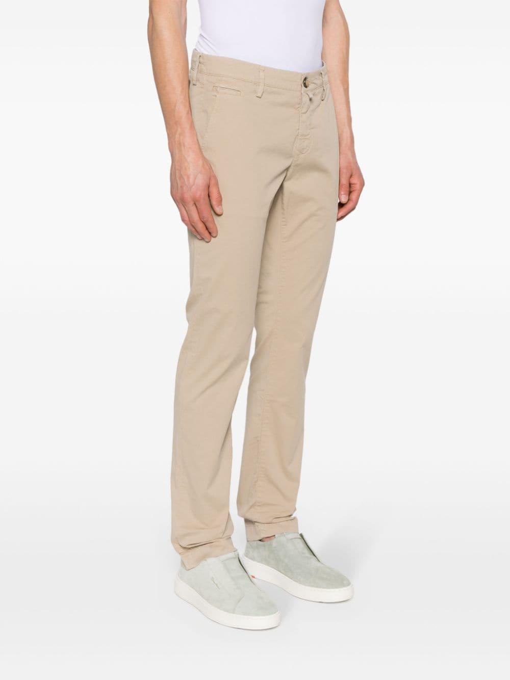 Shop Jacob Cohen Bobby Slim Chino Trousers In Neutrals