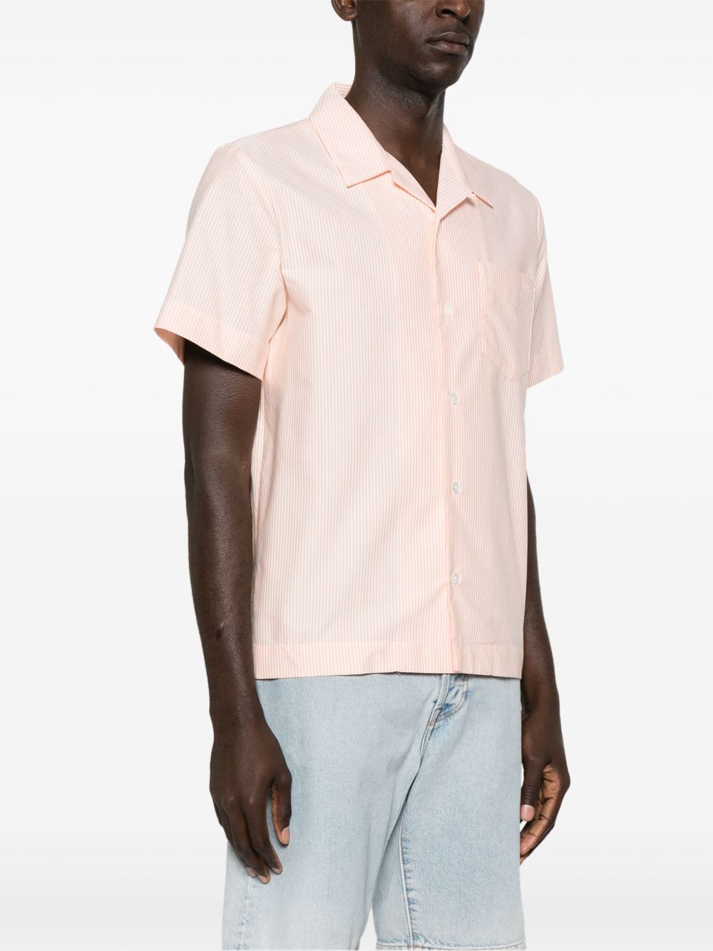 Shop Apc Lloyd Striped Cotton Shirt In Orange