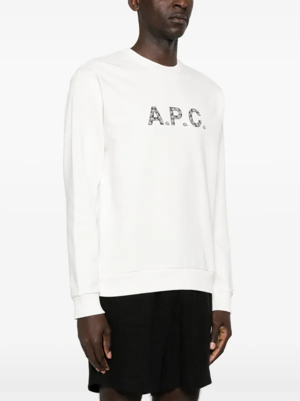 スウェット・トレーナー A.P.C. 'Timothy' sweatshirt White/Black COEIPH27886 A.P.C. Timothy Men's Sweatshirt White COEIP-H27886-TAB