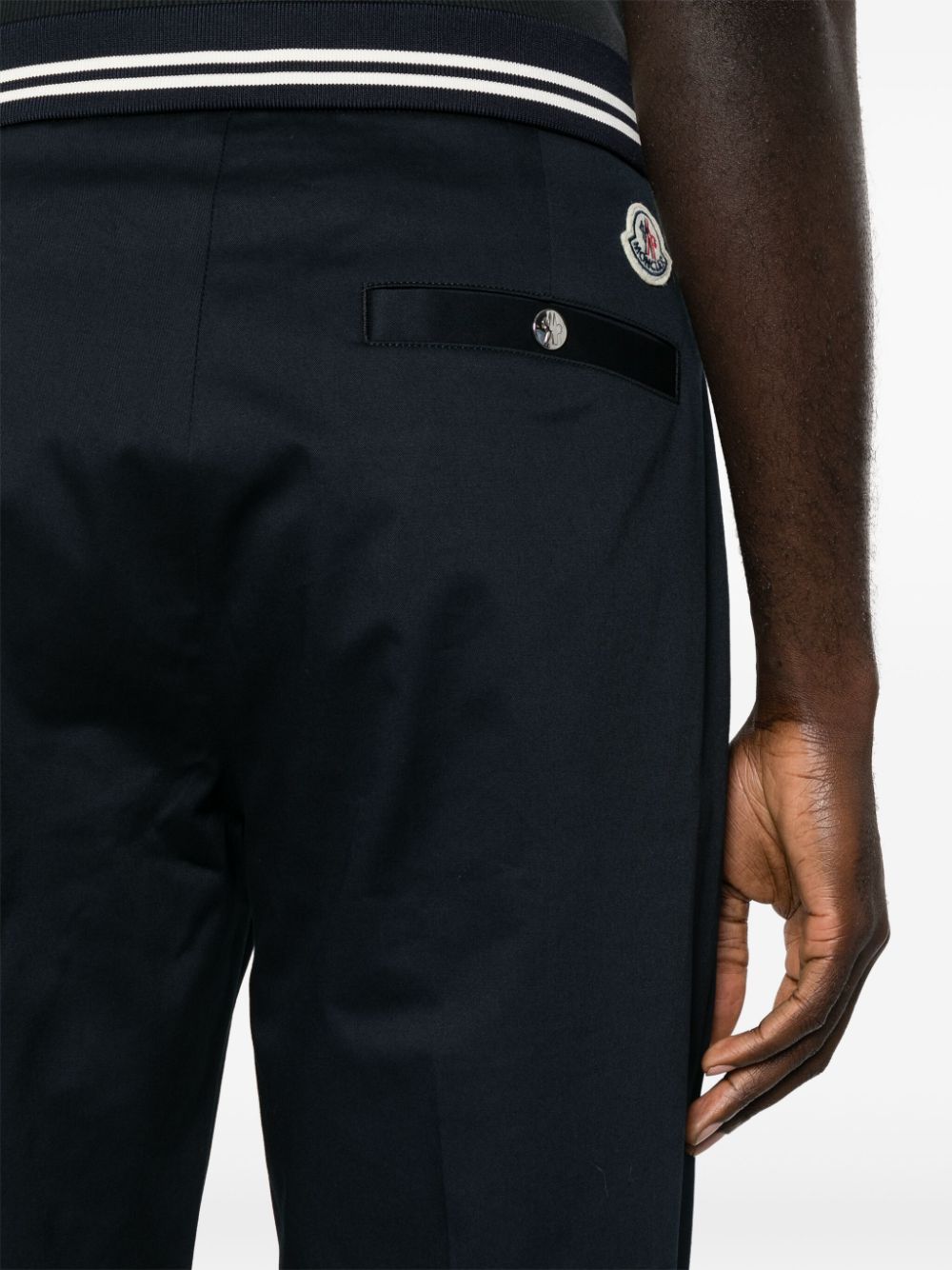 Shop Moncler Striped-detail Tapered Trousers In Blue