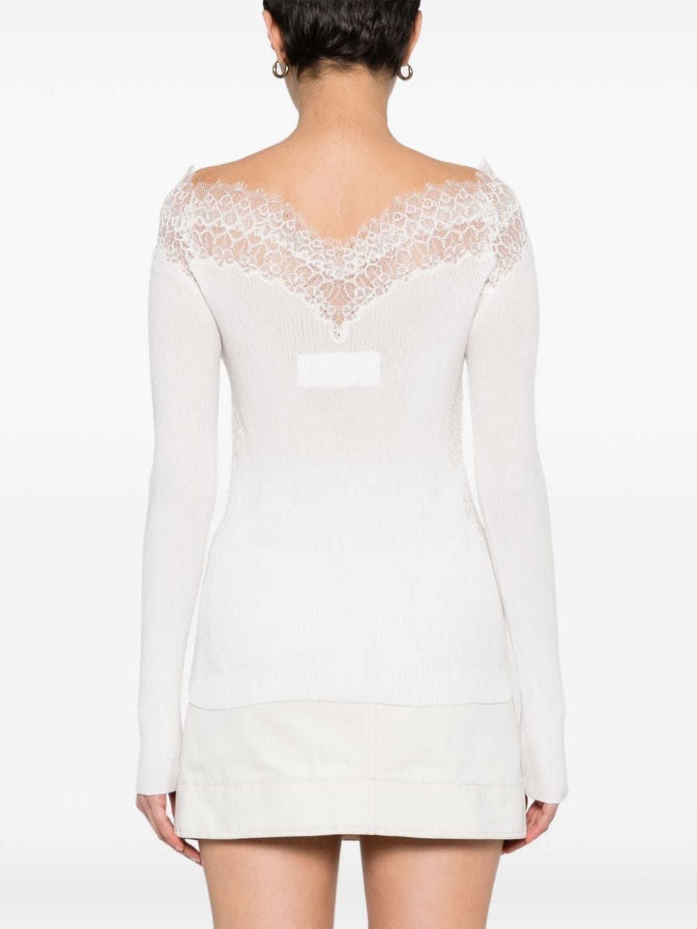 Shop Ermanno Scervino Lace-panel Knitted Top In White
