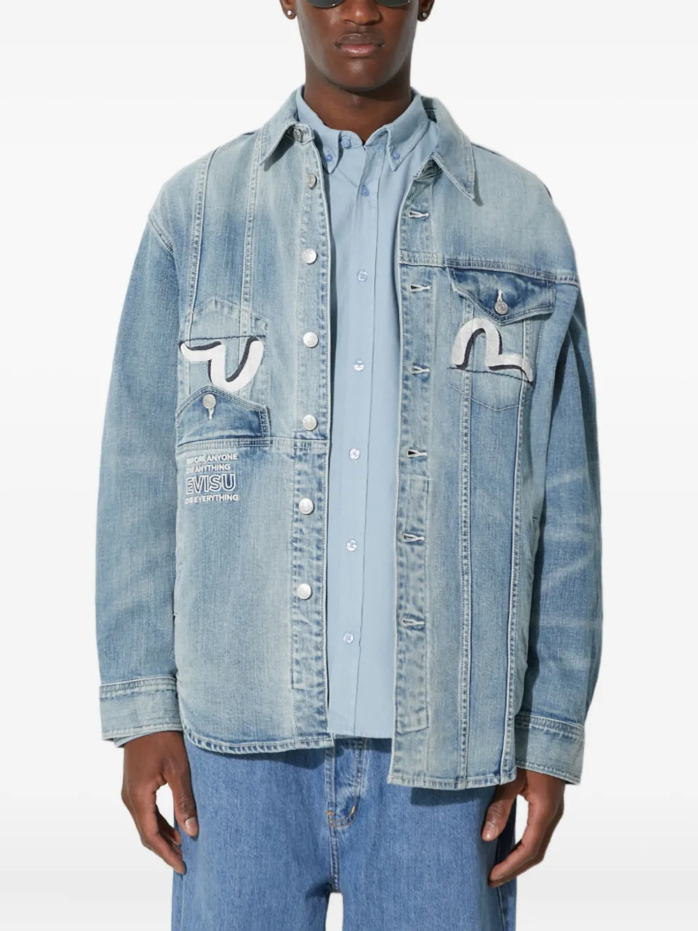 EVISU patchwork denim jacket | Blue | Image 1
