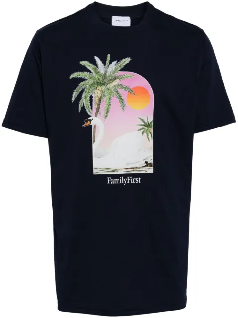 Family First Swan-print cotton T-shirt