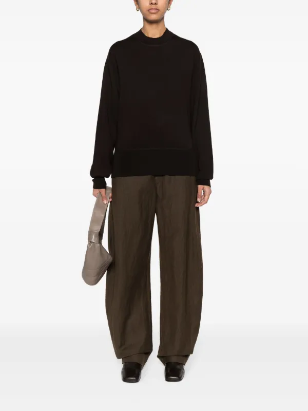 LEMAIRE mock-neck drop-shoulder Jumper | Brown | FARFETCH