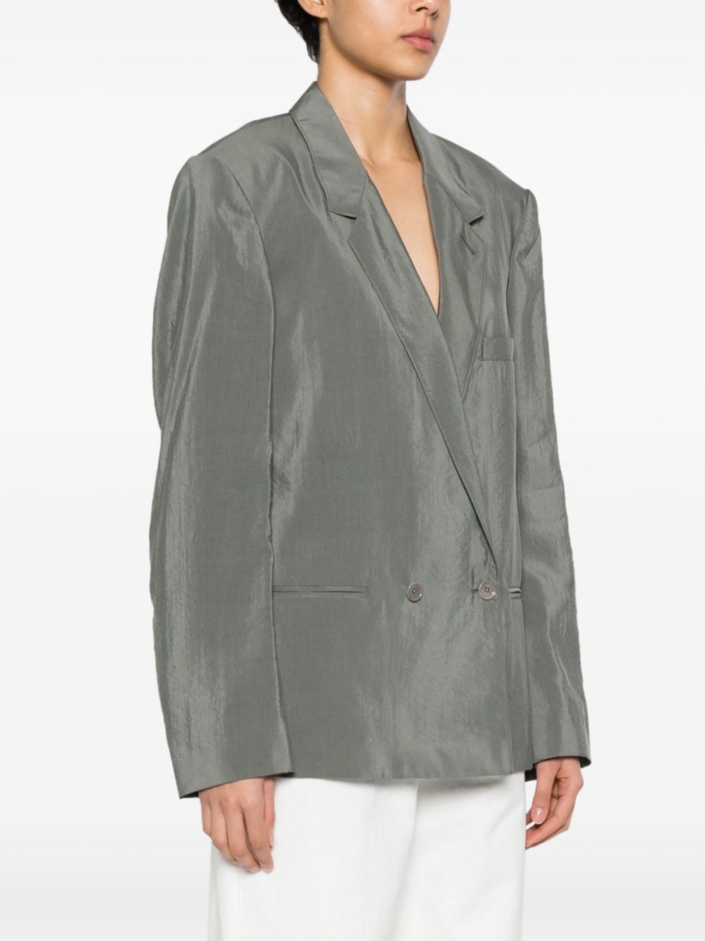 Shop Lemaire Double-breasted Blazer In Grey