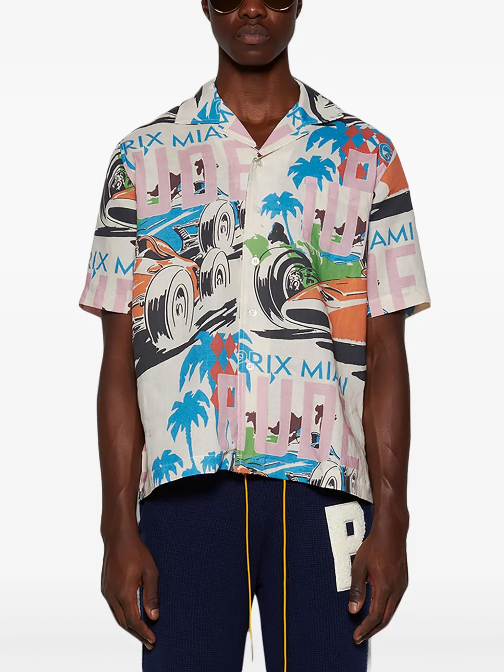 RHUDE GRAPHIC-PRINT SILK SHIRT