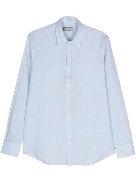 Canali long-sleeve linen shirt