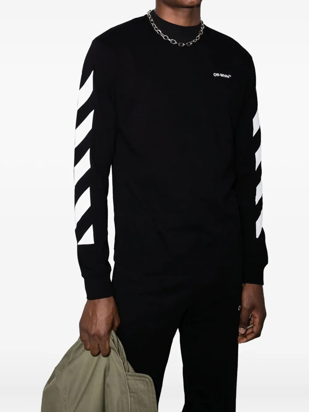 Off-White Diagonal Helvetica Skate T-shirt met lange mouwen - Zwart