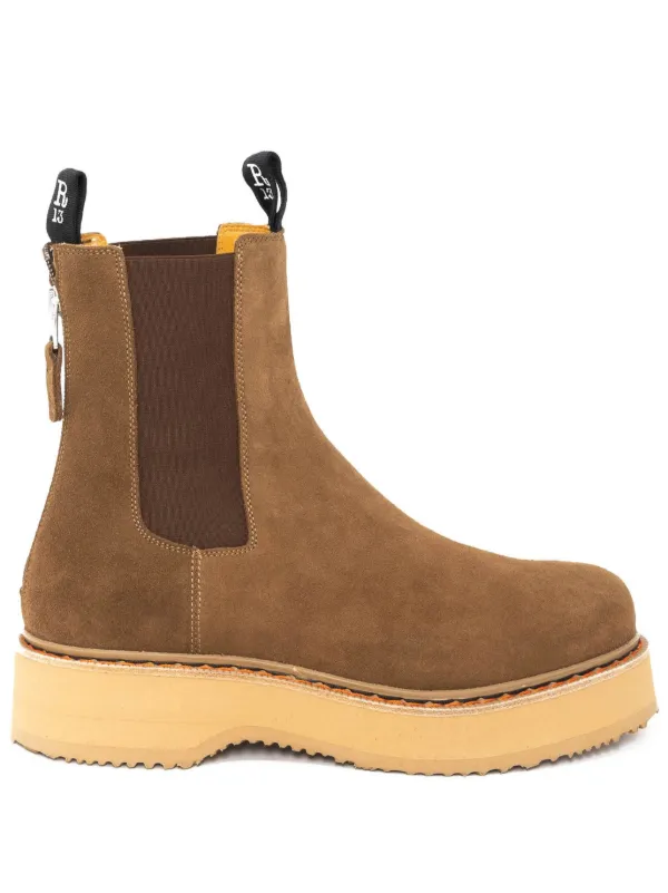 R13 Single Stack Chelsea Boots in Brown