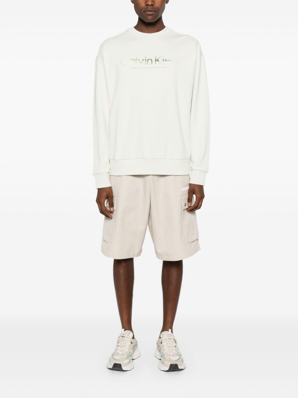 Calvin Klein logo-print organic cotton sweatshirt - Groen