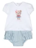 Monnalisa teddy bear-print bloomers set - White