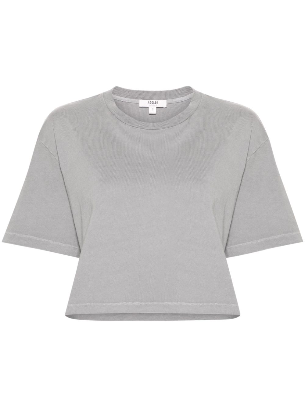 Shop Agolde Anya Cropped T-shirt In Grey