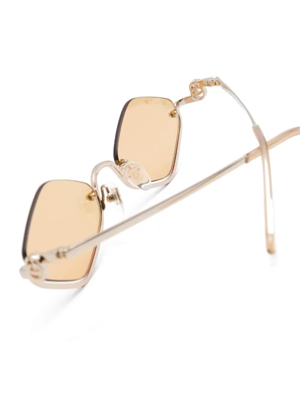 Gucci Eyewear Upside Down diamond shape Sunglasses Gold FARFETCH BE